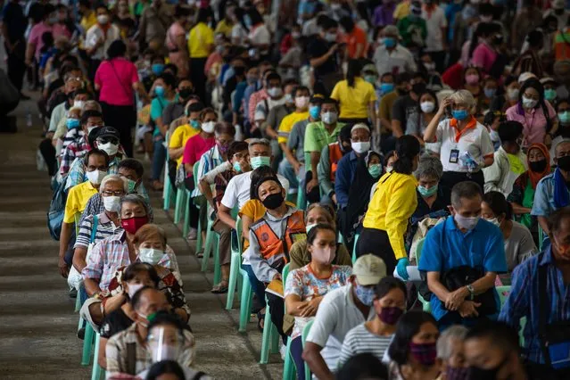 Approximately 1,000 unemployed Thai people wait in line to apply for the three month, 5,000 baht, financial aid promised by the Ministry of Finance on May 7, 2020 in Bangkok, Thailand. This complaint center allows Thai people who are unemployed due to the coronavirus pandemic, and who did not receive direct deposits, to submit their bank information to the Ministry of Finance. If approved, each will receive 5,000 Baht (approx. $154 USD) for 3 months. Thailand is slowly lifting restrictions after being locked down for over one month in an effort to stop the spread of Covid-19. (Photo by Lauren DeCicca/Getty Images)