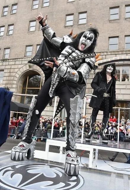 Gene Simmons of KISS during the 88th Annual Macy's Thanksgiving Day Parade on November 27, 2014 in New York City. (Photo by Theo Wargo/Getty Images)