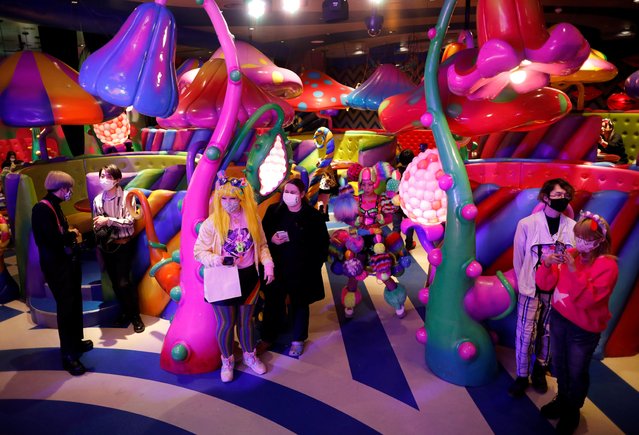 Guests and staff members are seen at Kawaii Monster Cafe amid the coronavirus disease (COVID-19) outbreak, in Tokyo,  Japan on January 31, 2021. (Photo by Issei Kato/Reuters)