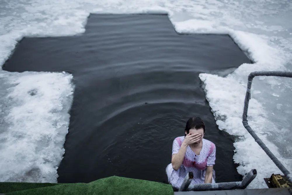 Icy Dip for Epiphany in Ukraine