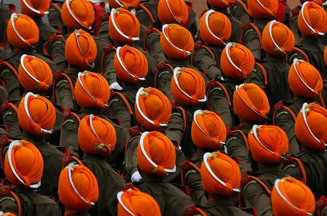 Indian soldiers march during the Republic Day parade in New Delhi, India January 26, 2017. (Photo by Adnan Abidi/Reuters)