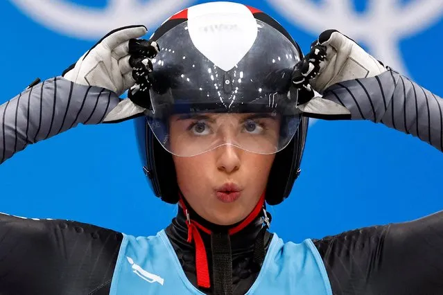 Hannah Prock, of Austria, prepares to start the luge women's singles run 1 at the 2022 Winter Olympics, Monday, February 7, 2022, in the Yanqing district of Beijing. (Photo by Thomas Peter/Reuters)