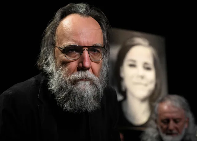 Russian ideologue Alexander Dugin attends a farewell ceremony for her daughter Daria Dugina, who was killed in a car bomb explosion the previous week, at the Ostankino TV centre in Moscow on August 23, 2022. Daria Dugina followed in her father's footsteps, becoming a well-known media personality who worked for pro-Kremlin television channels including Russia Today and Tsargrad. (Photo by Kirill Kudryavtsev/AFP Photo)