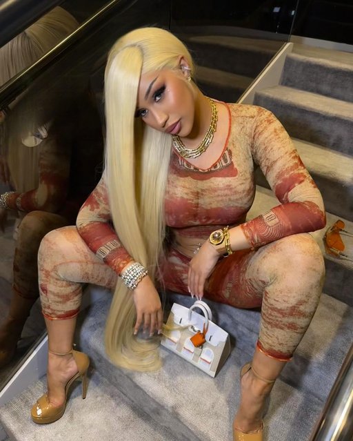 American rapper Cardi B strikes a pose on some stairs in the second decade of December 2024. (Photo by iamcardib/Instagram)