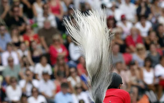 Germany's Marcus Ehning riding Cornado NRW competes in the jumping first round third competition at the World Equestrian Games at the d'Ornano stadium in Caen, September 6, 2014. (Photo by Regis Duvignau/Reuters)