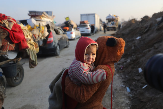 Thousands of Palestinians displaced by Israel continue to return to their lands in the north from the south with their vehicles in Gaza City, Gaza on January 29, 2025. Within the scope of the ceasefire agreement, vehicles passing through the Netzarim Corridor and Salah al-Din Road are checked with X-RAY devices. At the checkpoint in the Netzarim area, vehicles continue on their way north after being checked with X-RAY devices by officials from the Egyptian, Qatari and US delegations. (Photo by Moiz Salhi/Anadolu via Getty Images)