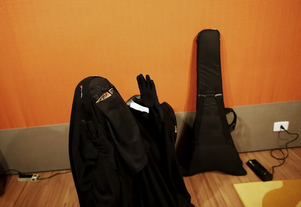 Burqa-clad Heavy Metal Musician