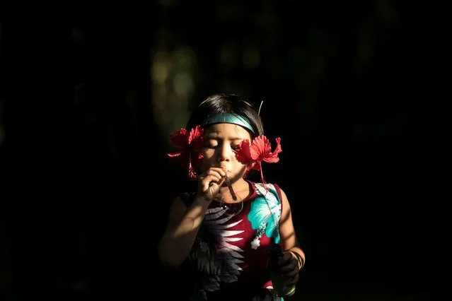 A young child playing with bubble during coronavirus epidemic in Feni, Bangladesh on July 09, 2020. (Photo by Zakir Hossain Chowdhury/Barcroft Media via Getty Images)