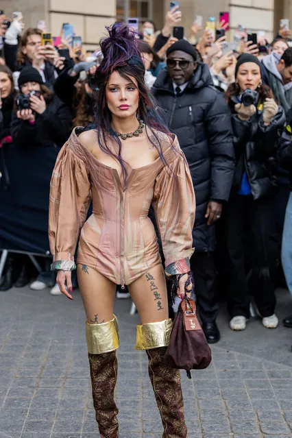 Singer Halsey is seen outside Vivienne Westwood during the Paris Fashion Week -  Womenswear Fall Winter 2023 2024 : Day Six on March 04, 2023 in Paris, France. (Photo by Christian Vierig/Getty Images)