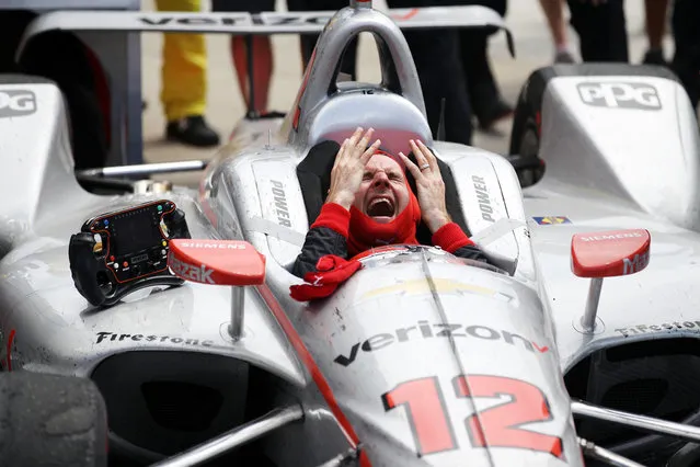 Will Power of Australia, driver of the #12 Verizon Team Penske Chevrolet celebrates after winning the 102nd Running of the Indianapolis 500 at Indianapolis Motorspeedway on May 27, 2018 in Indianapolis, Indiana. (Photo by Chris Graythen/Getty Images)