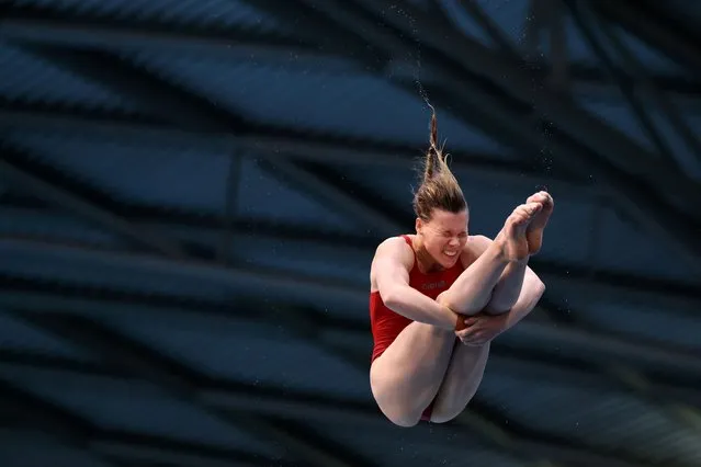 Grace Reid of Dive London Aquatics Club competes in the Women's 1m, Preliminary during Day Two of the British Diving Championships 2023 at Ponds Forge on May 26, 2023 in Sheffield, England. (Photo by George Wood/Getty Images)
