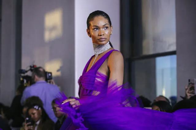 The latest fashion creation from Christian Siriano is modeled during New York Fashion Week, Saturday, February 9, 2019, in New York. (Photo by Kevin Hagen/AP Photo)