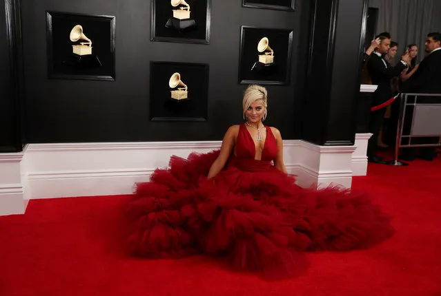 Bebe Rexha arrives at the 61st annual Grammy Awards at the Staples Center on Sunday, February 10, 2019, in Los Angeles. (Photo by Lucy Nicholson/Reuters)