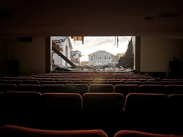 Debris are picture from a cinema after tornadoes ripped through several U.S. states in Mayfield, Kentucky, U.S., December 11, 2021. (Photo by Shawn Triplett via Reuters)