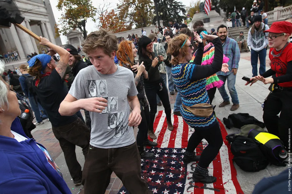 Demonstrators In Denver Mark “Bank Transfer Day”