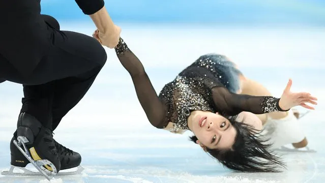 Riku Miura and Ryuichi Kihara of Team Japan compete in the Pair Free Skating Team Event on day three of the Beijing 2022 Winter Olympic Games at Capital Indoor Stadium on February 7, 2022 in Beijing, China. (Photo by Phil Noble/Reuters)