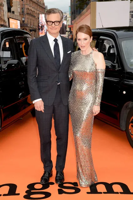 Colin Firth (L) and Julianne Moore attend the “Kingsman: The Golden Circle” World Premiere held at Odeon Leicester Square on September 18, 2017 in London, England.  (Photo by Dave J Hogan/Dave J. Hogan/Getty Images)