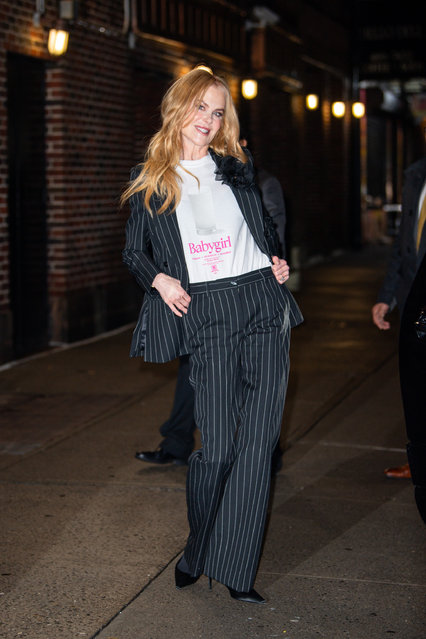 Australian-American actress Nicole Kidman is seen leaving “The Late Show with Stephen Colbert” on December 16, 2024 in New York City.  (Photo by DAMEBK/Bauer-Griffin/GC Images)