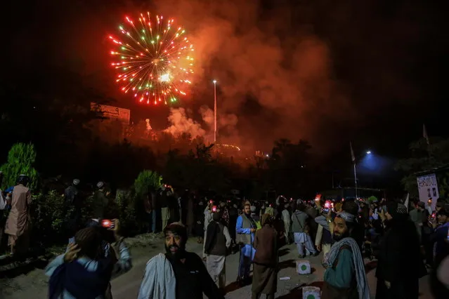 The Taliban celebrate the first anniversary of the US withdrawal in Kabul, Afghanistan, 31 August 2022. (Photo by EPA/EFE/Stringer)
