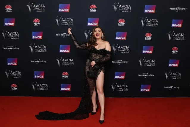 Melbourne-based Kinky History TikToker Esme James is inviting us to imagine some text appearing above her head with this pose at the 2022 AACTA Awards Presented By Foxtel Group at the Hordern on December 07, 2022 in Sydney, Australia. (Photo by Brendon Thorne/Getty Images for AFI)