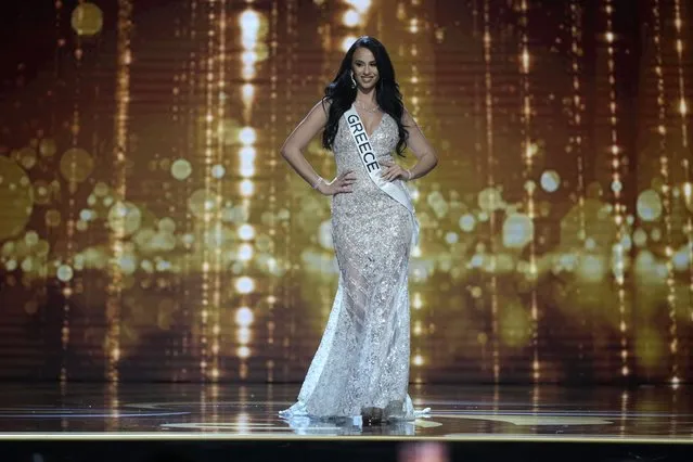 Miss Greece Korina Emmanouilidou competes in the evening gown competition during the preliminary round of the 71st Miss Universe Beauty Pageant in New Orleans, Wednesday, January 11, 2023. (Photo by Gerald Herbert/AP Photo)