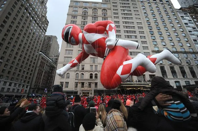 The Power Ranger balloon floats at the  88th Annual Macy's Thanksgiving Day on November 27, 2014 in New York City. (Photo by Brad Barket/Getty Images)