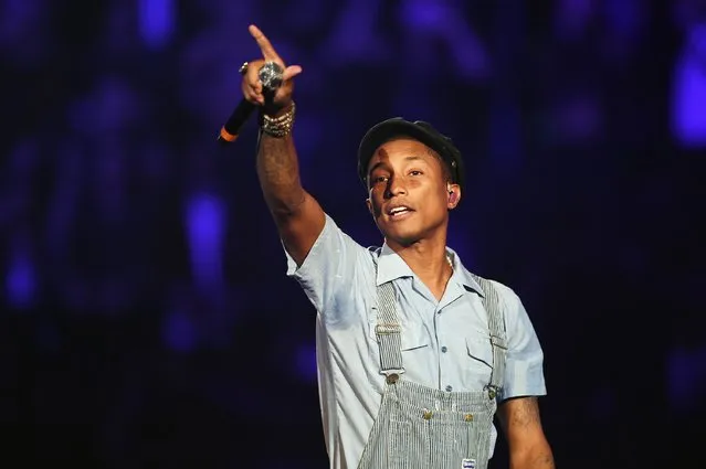 Pharrell Williams performs on stage during the MTV EMA's 2015 at the Mediolanum Forum on October 25, 2015 in Milan, Italy. (Photo by Brian Rasic/Getty Images for MTV)