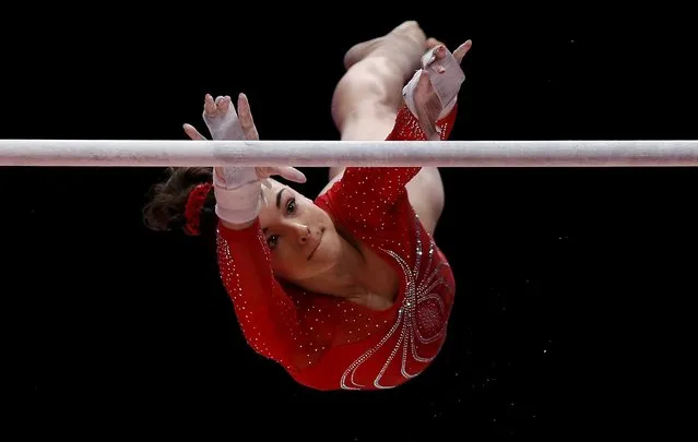 Margaret Nichols of the U.S. performs on the uneven bars during the women's team final at the World Gymnastics Championships at the Hydro arena in Glasgow, Scotland, October 27, 2015. (Photo by Phil Noble/Reuters)