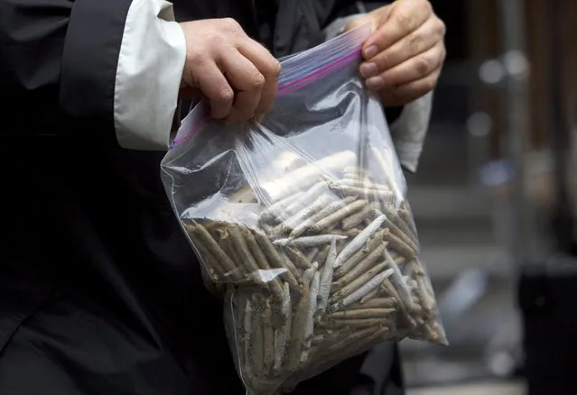 Marijuana joints are pictured for sale during the annual 4/20 day, which promotes the use of marijuana, in Vancouver, British Columbia April 20, 2013. (Photo by Ben Nelms/Reuters)