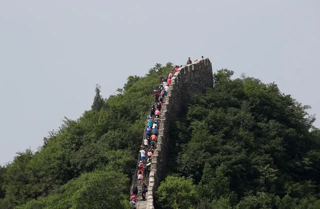 Participants run the Great Wall Marathon at the Huangyaguan section of the Great Wall of China, in Jixian of Tianjin, China May 19, 2018. (Photo by Jason Lee/Reuters)