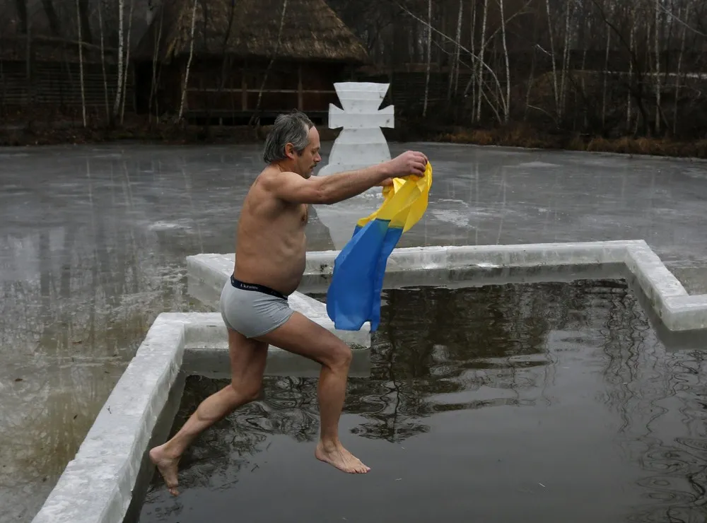 Icy Dip for Epiphany in Ukraine