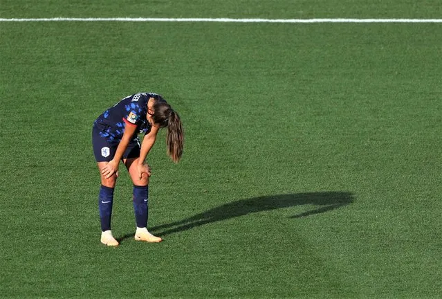 Netherlands' Lieke Martens looks dejected after being knocked out of the World Cup by Spain during the FIFA Women's World Cup Australia & New Zealand 2023 Quarter Final match between Spain and Netherlands at Wellington Regional Stadium on August 11, 2023 in Wellington / Te Whanganui-a-Tara, New Zealand. (Photo by Molly Darlington/Reuters)