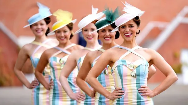 Musical group Elle & The Pocket Belles poses for photographs during day three of the Goodwood Festival at Goodwood Racecourse, Chichester on July 29, 2021. (Photo by John Walton/PA Images via Getty Images)