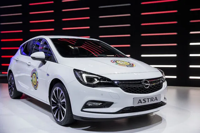 The new Opel Astra is presented during the press day at the 86th International Motor Show in Geneva, Switzerland, Tuesday, March 1, 2016. (Photo by Cyril Zingaro/Keystone via AP Photo)