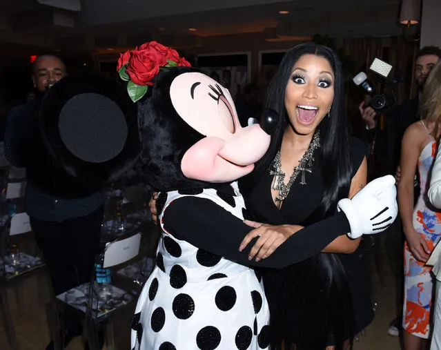 Minnie Mouse and Nicki Minaj attend Fashion LA Awards at the Sunset Tower Hotel on April 2, 2017 in West Hollywood, California. Minnie is wearing a custom alice + olivia dress by Stacey Bendet. (Photo by Vivien Killilea/Getty Images for Disney Consumer Products and Interactive Media)