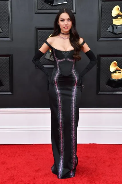 US singer Olivia Rodrigo arrives for the 64th Annual Grammy Awards at the MGM Grand Garden Arena in Las Vegas on April 3, 2022. (Photo by Angela Weiss/AFP Photo)
