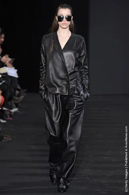 A model walks the runway at the Costume National Autumn Winter 2012 fashion show during Paris Fashion Week