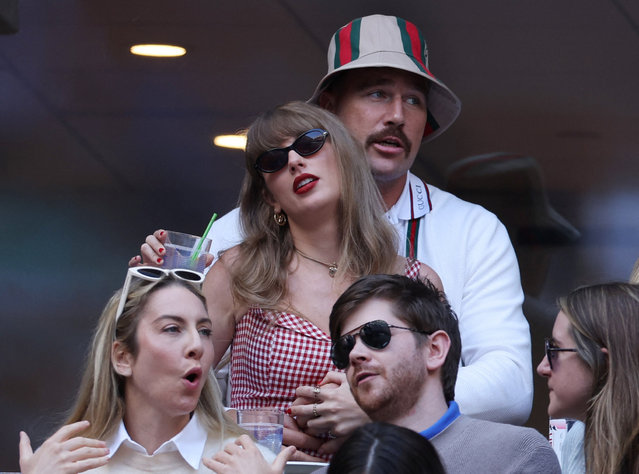 Singer Taylor Swift and Kansas City Chiefs' Travis Kelce are seen during the final match between Jannik Sinner of Italy and Taylor Fritz of the U.S. during the U.S. Open Tennis tournament in New York, September 8, 2024. (Photo by Mike Segar/Reuters)