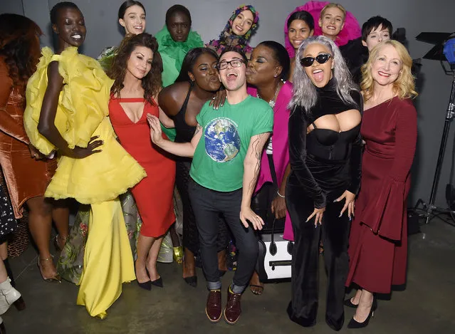 Gina Gershon, Danielle Brooks, Cardi B, Christian Siriano, Leslie Jones, Cardi B and Patricia Clarkson pose backstage for the Christian Siriano fashion show during New York Fashion Week: The Shows at Pier 59 on September 9, 2017 in New York City. (Photo by Jamie McCarthy/Getty Images)