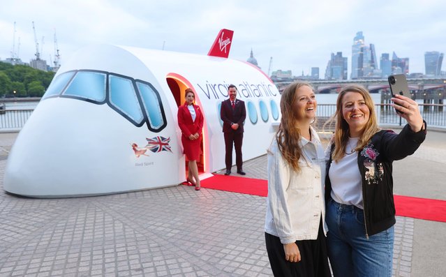 Londoners on May 15, 2025 were treated to the Red Spirit Retreat with a multi sensory experience scientifically designed to deliver the energising feeling of flying Virgin Atlantic. (Photo by Joe Pepler/PinPep)