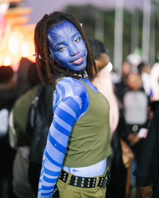 A woman dressed as an Avatar. during the Otamatsuri Anime x Manga convention held in Nairobi, Kenya on August 24, 2023. (Photo by Sarah Waiswa/The Guardian)
