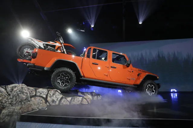 A 2020 Jeep Gladiator Rubicon is shown during the Los Angeles Auto Show on Wednesday, November 28, 2018, in Los Angeles. (Photo by Chris Carlson/AP Photo)