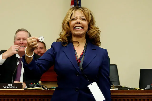 Representative-elect Lucy McBath (D-GA) reacts to drawing number 18 during a lottery for office assignments on Capitol Hill in Washington, U.S., November 30, 2018. (Photo by Joshua Roberts/Reuters)