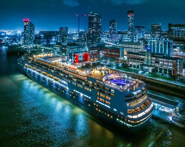 The Borealis in the second decade of December 2023 gets ready to leave Liverpool for the Classic Christmas Markets cruise. It will call at Zeebrugge, Amsterdam and Hamburg to take in some of Europe’s best festive markets. (Photo by Bav Media)