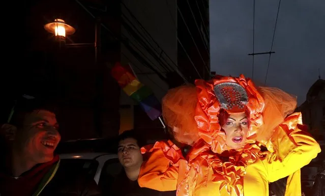 A reveller takes part in a Gay Pride parade in Valparaiso,  Chile September 5, 2015. (Photo by Rodrigo Garrido/Reuters)