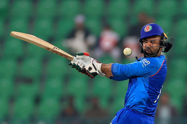The Afghan cricketer Mohammad Nabi is hit on the helmet by England’s Jofra Archer during the ICC men’s Champions Trophy game in Lahore, Pakistan on February 26, 2025. (Photo by Akhtar Soomro/Reuters)