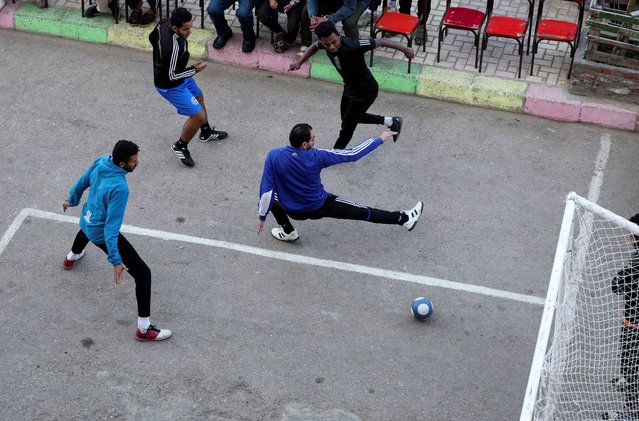 Players take part in a “Sock Ball” match on a street in Alexandria, Egypt on March 23, 2025. (Photo by Mohamed Abd El Ghany/Reuters)