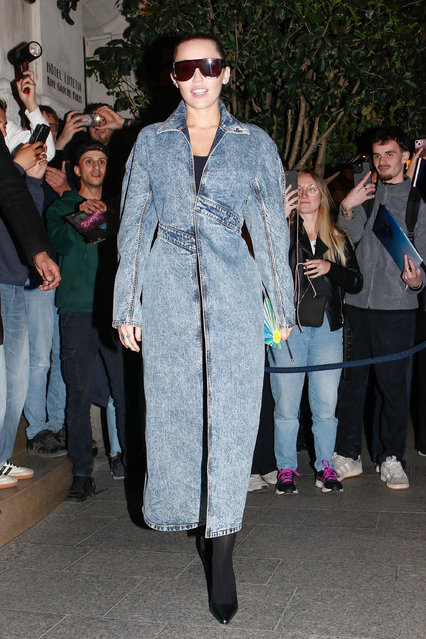Miley Cyrus is seen arriving at her hotel in Paris on April 27, 2025. (Photo by Spread Pictures/The Mega Agency)