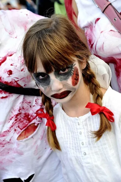 The 7th Zombie Walk takes place in Nice at “Promenade des Anglais” on October 26, 2014. (Photo by Bebert Bruno/SIPA Press)