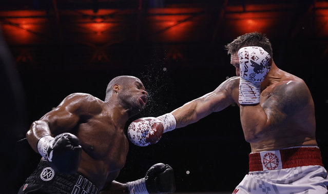 Oleksandr Usyk and Daniel Dubois in action during their IBF, IBO, WBC and WBO World heavyweight bout at Wembley Stadium ,in London on Saturday, July 19, 2025. (Photo by Andrew Couldridge/Action Images via Reuters)